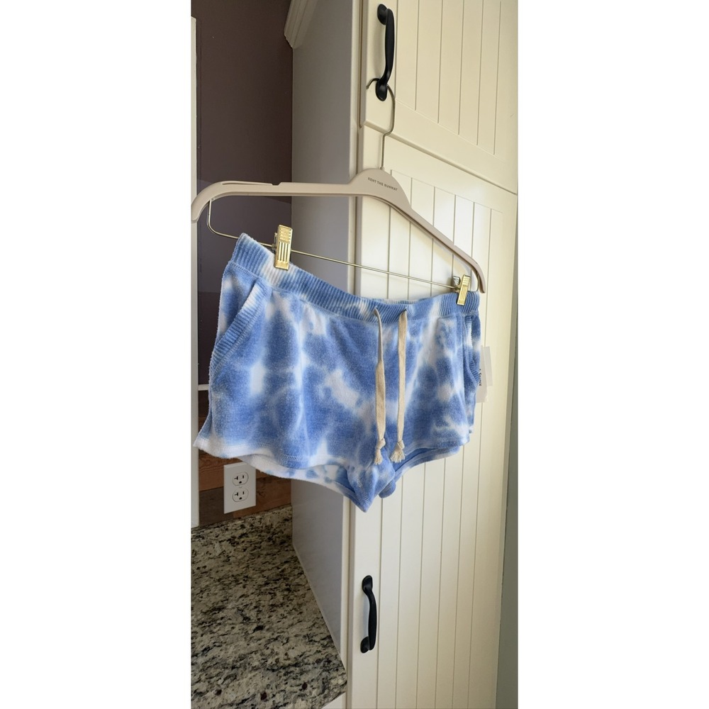 Theo & Spence Terry Cloth Drawstring Shorts L Cobalt Marble Tie-Dye TS9407YTD-P